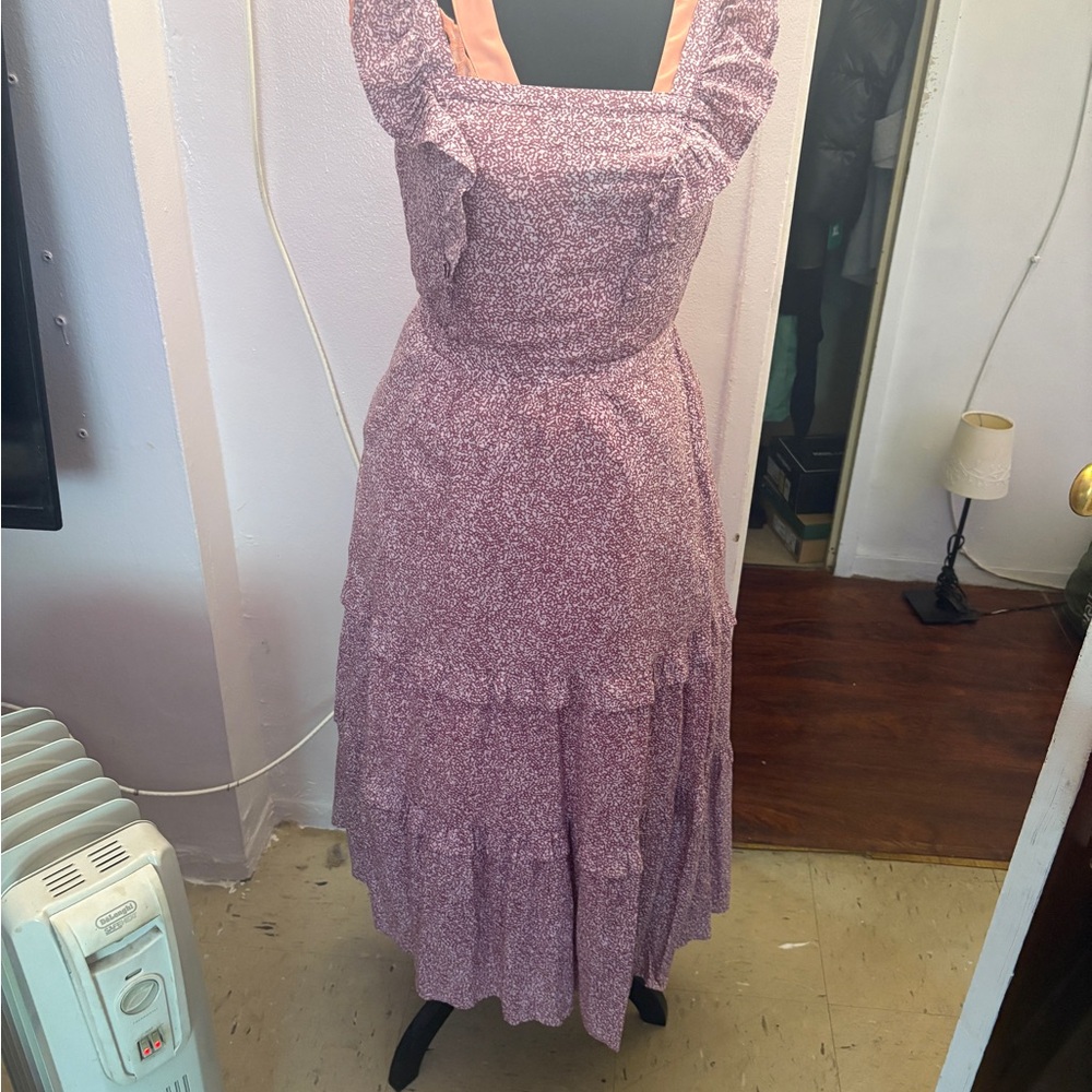 Floral Ruffle Maxi Dress in Purple